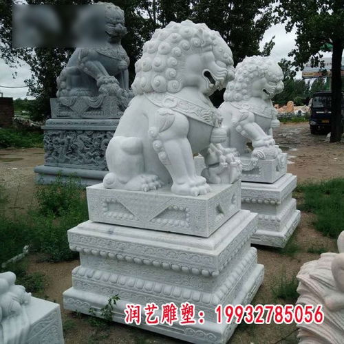 一对石雕石狮子 郑州大理石雕塑狮子加工厂的石雕艺术探索